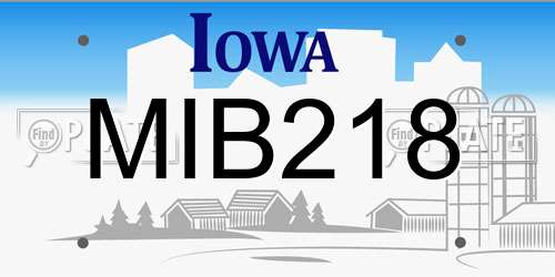 MIB218 Iowa License Plate