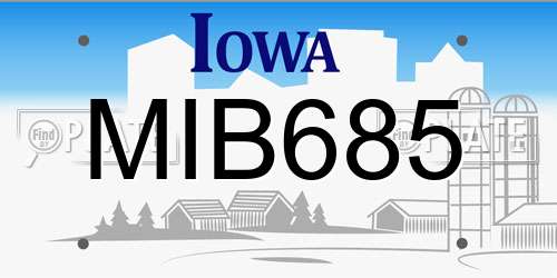 MIB685 Iowa License Plate
