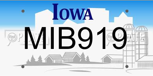 MIB919 Iowa License Plate