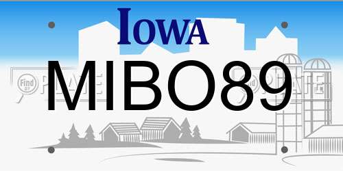 MIBO89 Iowa License Plate