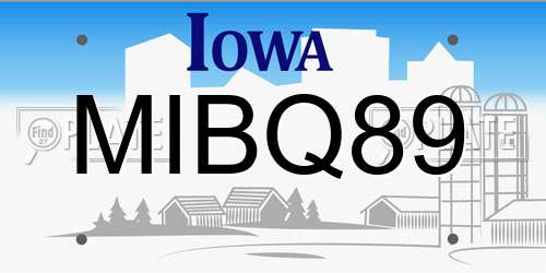 MIBQ89 Iowa License Plate