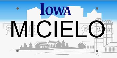 MICIELO Iowa License Plate