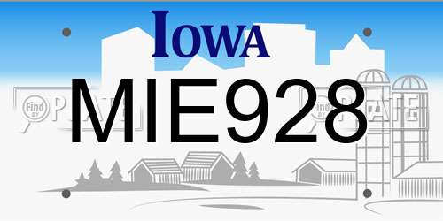 MIE928 Iowa License Plate