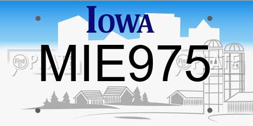 MIE975 Iowa License Plate