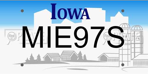 MIE97S Iowa License Plate