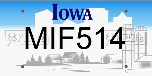 MIF514 Iowa License Plate