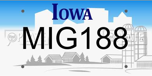 MIG188 Iowa License Plate