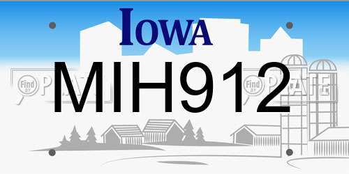 MIH912 Iowa License Plate