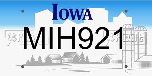 MIH921 Iowa License Plate