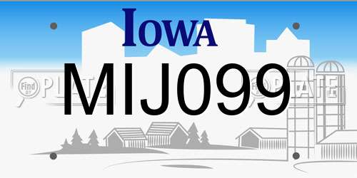 MIJ099 Iowa License Plate