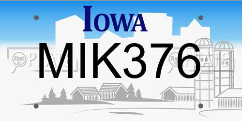 MIK376 Iowa License Plate
