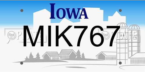 MIK767 Iowa License Plate