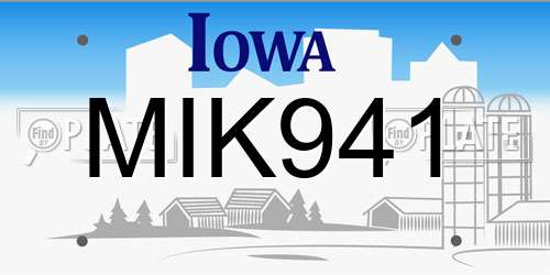 MIK941 Iowa License Plate