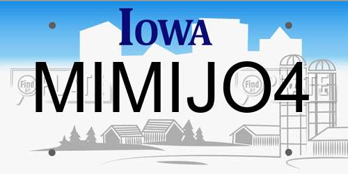MIMIJO4 Iowa License Plate