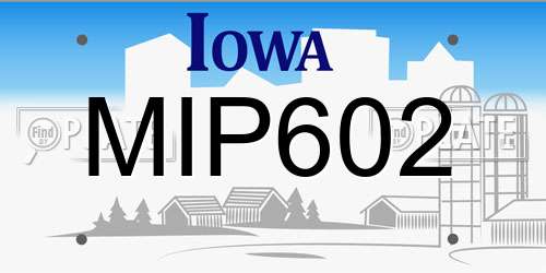 MIP602 Iowa License Plate