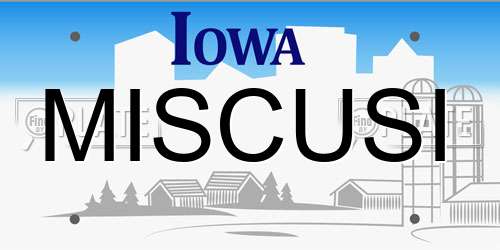 MISCUSI Iowa License Plate