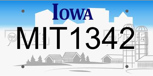 MIT1342 Iowa License Plate