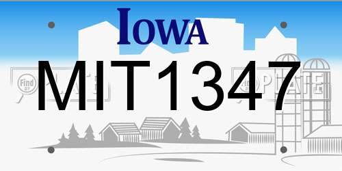 MIT1347 Iowa License Plate