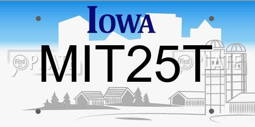 MIT25T Iowa License Plate
