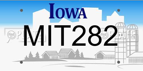 MIT282 Iowa License Plate