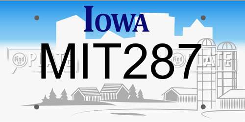 MIT287 Iowa License Plate
