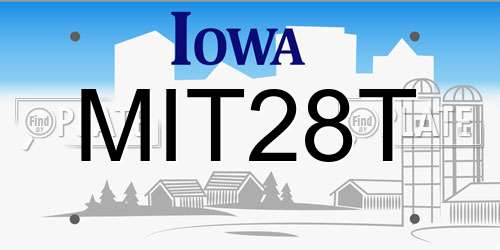 MIT28T Iowa License Plate