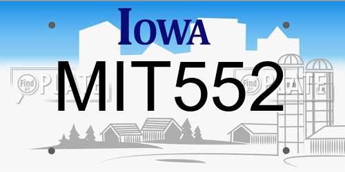 MIT552 Iowa License Plate
