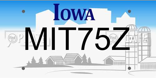 MIT75Z Iowa License Plate