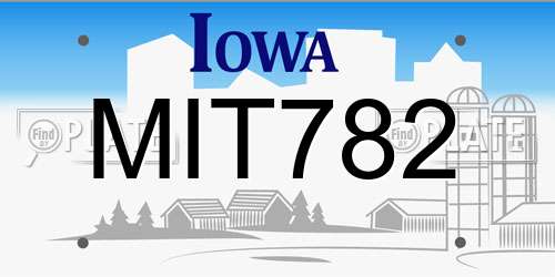 MIT782 Iowa License Plate