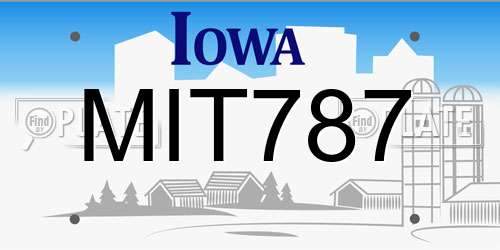 MIT787 Iowa License Plate