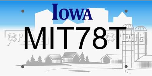 MIT78T Iowa License Plate