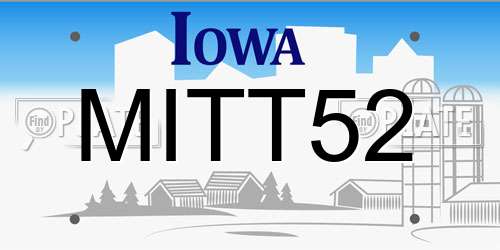 MITT52 Iowa License Plate