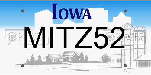 MITZ52 Iowa License Plate