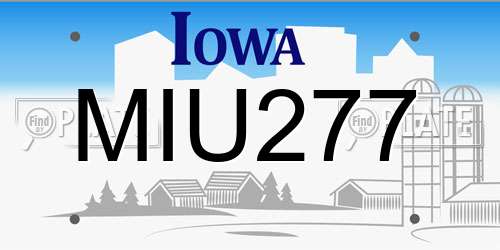 MIU277 Iowa License Plate