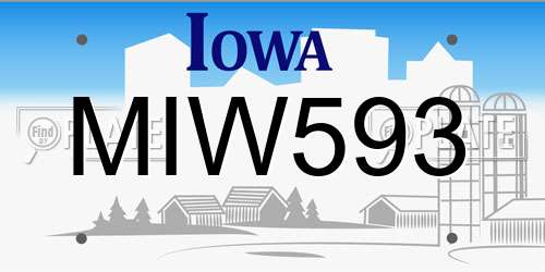 MIW593 Iowa License Plate