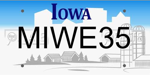 MIWE35 Iowa License Plate