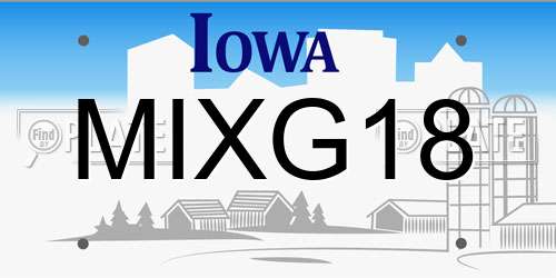 MIXG18 Iowa License Plate