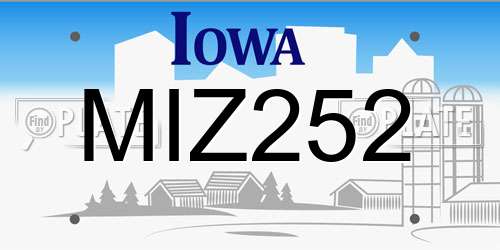 MIZ252 Iowa License Plate