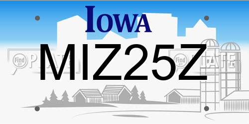 MIZ25Z Iowa License Plate