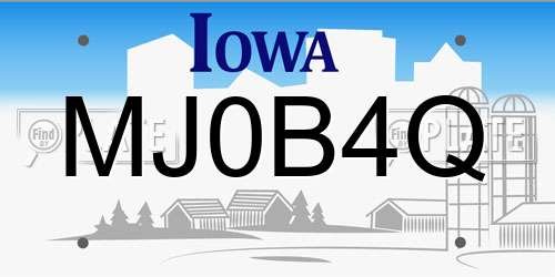 MJ0B4Q Iowa License Plate