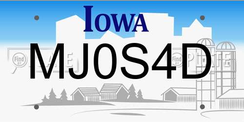 MJ0S4D Iowa License Plate