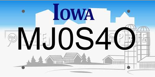 MJ0S4O Iowa License Plate