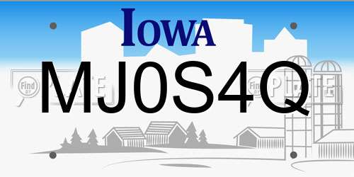 MJ0S4Q Iowa License Plate