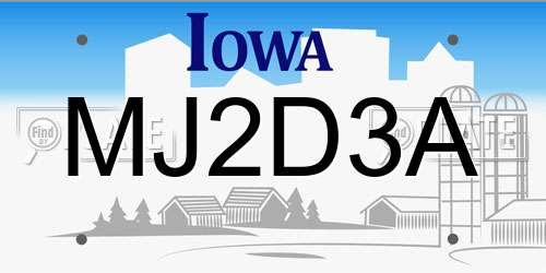 MJ2D3A Iowa License Plate