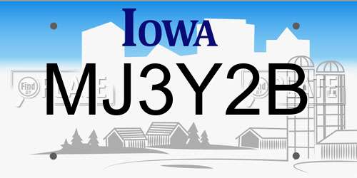 MJ3Y2B Iowa License Plate
