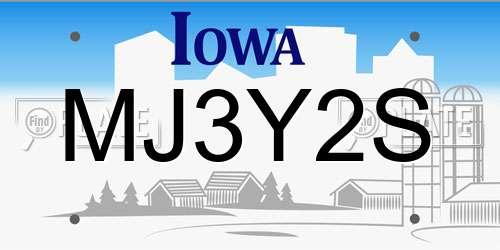 MJ3Y2S Iowa License Plate