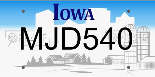 MJD540 Iowa License Plate