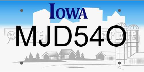 MJD54O Iowa License Plate