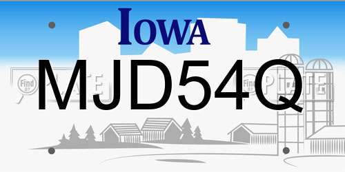 MJD54Q Iowa License Plate
