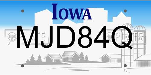 MJD84Q Iowa License Plate